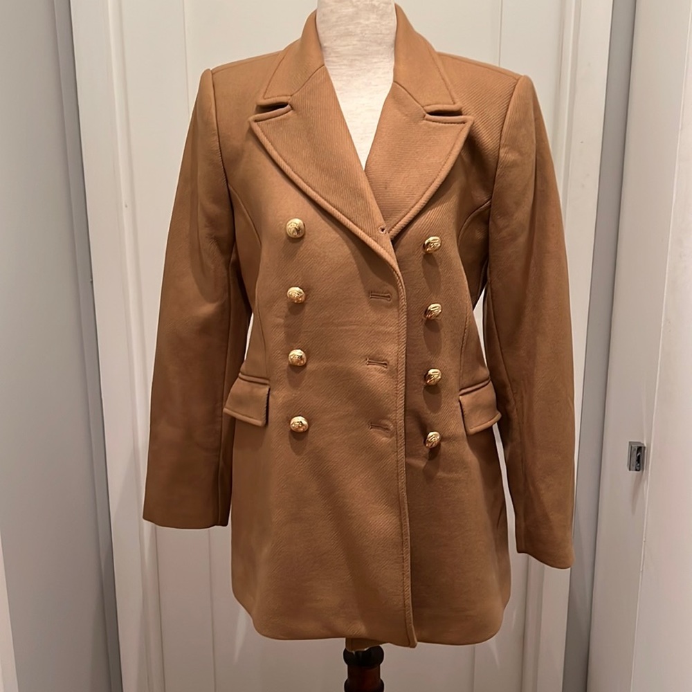 NEW Zara camel double breasted wool coat